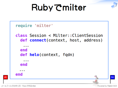 Rubyでmilter