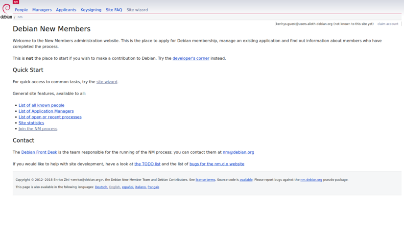 Debian New Membersウェブサイト