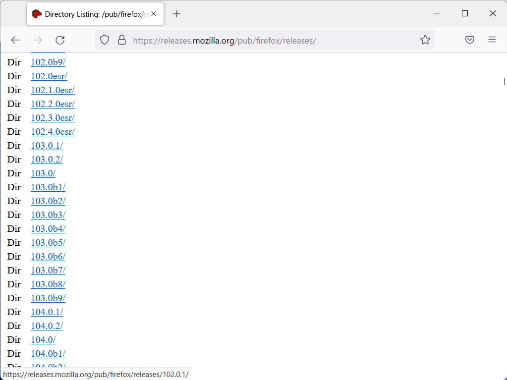 releases.mozilla.orgにアクセスしたときの画面