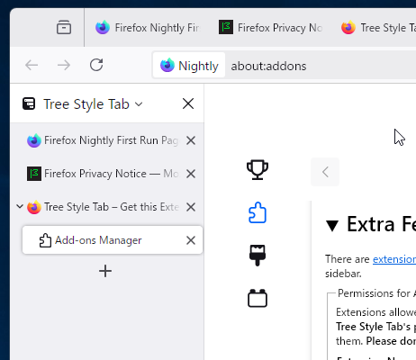 （画像：Tree Style Tabのスクリーンショット）