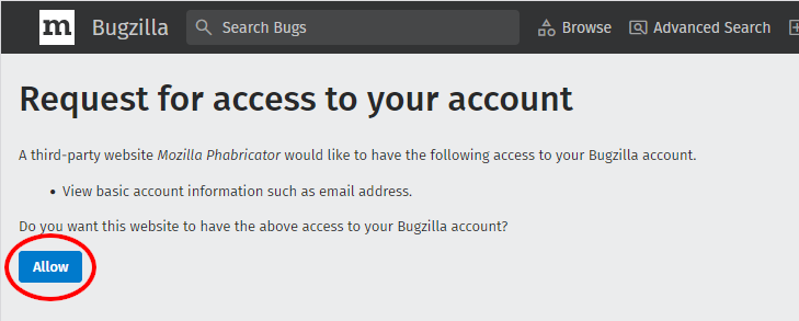 （BMOに遷移後の画面のスクリーンショット。「Allow」ボタンが左下に表示されている。）